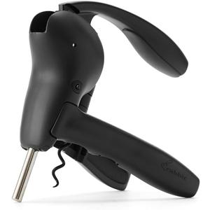 Rabbit Wine Lever Corkscrew Wine Opener With Built In Foil Cutter (Opens most bottles, Black)
