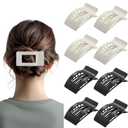 2 x 8 Pack French Flat Hair Clips for Women Large Matte No-Slip Claw Barrettes for Thick & Thin Hair, Strong Hold Styling Accessories (Glossy Black and White)