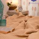 100% Cotton Beige Waffle Weave Lightweight Blanket Twin Soft, Breathable, and Cozy Bed Blanket for All Seasons
