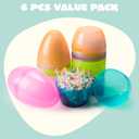JOYIN 10" Jumbo Easter Eggs, 6PCS Colorful Plastic Giant Eggs Empty Fillable for Easter Filling Treats Party Favor Hunt Classroom Prize Supplies Decoration
