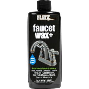 Flitz Faucet Wax - Cleans Metal, Protects Against Fingerprints, Water Spots - Restores Shine - Safe for Nickel, Brass, Copper, Stainless Steel, and More - 3.4 oz