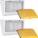 Leisure LED RV Exterior Porch Utility Light - 12v 280 Lumen Lighting Fixture. Replacement Lighting for RVs, Trailers, Campers, 5th Wheels. White Base, Clear and Amber Lens Included (White, 2-Pack)