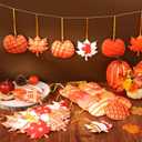 57 Pcs Fall Thanksgiving Tree Ornaments 3D Pumpkin Hanging Ornaments Felt Maple Leaf Fall Decoration for Home Farmhouse Harvest Autumn Tree Decoration