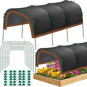 2 Pack 79"x40" Garden Shade Kit, 70% Garden Sun Shade Cloth with Hoops for Plants Heat Protection, Raised Garden Bed Shade Cover Plant Sun Shade for Outdoor Plants Vegetables