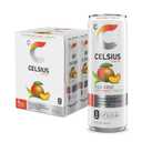 CELSIUS Fizz Free Peach Mango Green Tea, Sugar Free Energy Drink, 12 Fl Oz (Pack of 4), BB Date: 06/ 26