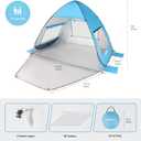 TOBTOS UPF 50+ Pop Up Beach Tent, Easy Set Up Beach Umbrella, Sun Shelter for 2-3 People UV Protection Portable Sunshade, Baby Canopy Cabana, Lightweight with Carry Bag