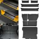 Cargo Mats with Door Sill Guards for 2018-2025 Jeep Wrangler JL Unlimited 4X4 Accessories All Weather Rear Seat Back Cover Trunk Liner Door Sill Protector for JL JLU Gas Type 4 Door(Not 4XE)