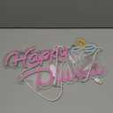 Happy Diwali Neon Sign, Festival of Light Oil Lamp Shape LED Neon Light Signs, Diwali Decorations for Home, Neon Signs for Wall room bedroom Decor (Pink)