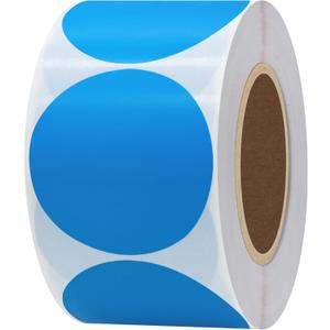 Hybsk 2 inch Circle Color Direct Thermal Stickers Shipping Labels for Barcodes,Name Tag,DIY Logo Design,QR Code,Inventory Compatible with Zebra,Rollo,Munbyn,and More-750 pcs (2 inch,Blue)