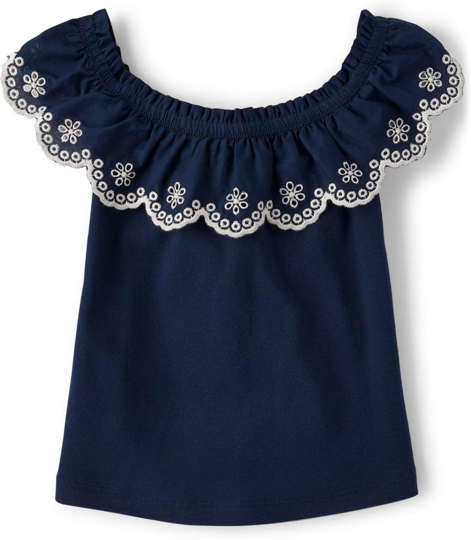 Gymboree Girls and Toddler Ruffle Front Short Sleeve Top (18-24 Months, Tidal)