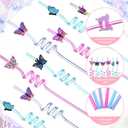 Yungyan 36 Sets Butterfly Party Favors Goodie Cups with Lids and Straws for Birthday Decorations Reusable 16oz Plastic Candy Cups Plastic Straws for Birthday Party (Butterfly)