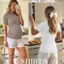 JoyMotion 3 Pack Women's Ribbed Maternity Tops, 3-Color, Small