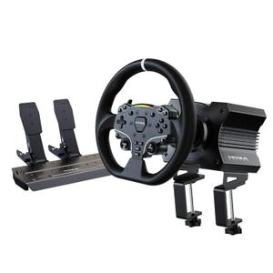 MOZA R5 Wheel and Pedals Kit Racing Simulator 5.5Nm Direct Drive Wheelbase,Unbeatable Rigid & Durable 11-Inch ES Racing Wheel SR-P Lite Dual Pedal and Desk Clamp All-in-One