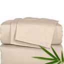 King Sheets by Pure Bamboo, Genuine 100% Organic Viscose Derived from Bamboo Bed Sheet Set, Luxuriously Soft & Cooling, Double Stitching, Lifetime Quality Promise (King, Almond)