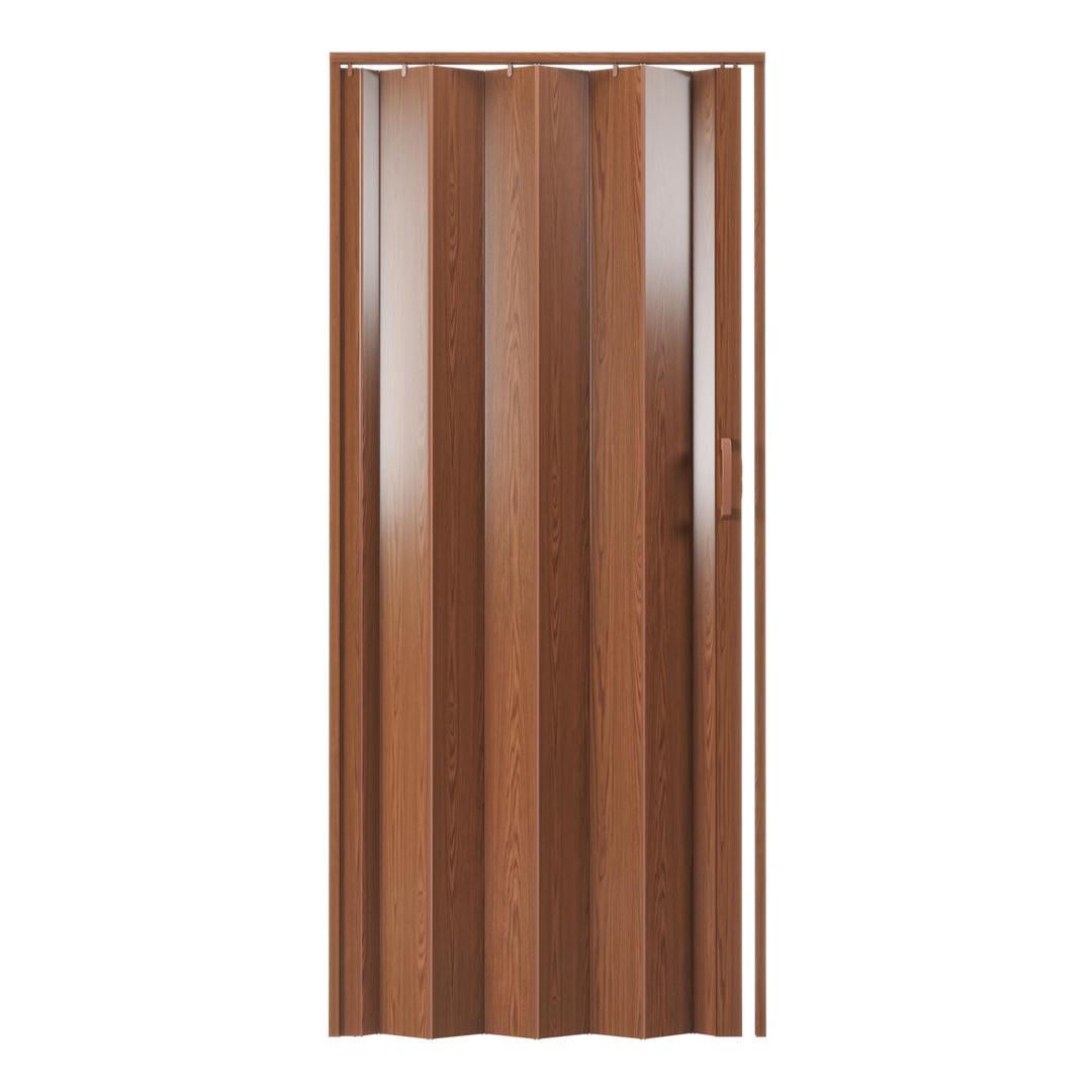 Studio Series 36" W x 80" H PVC Foldable Accordion Door, Trimmable, Flexible Single Layer Panels, Walnut