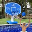 Pool Basketball Hoop, Large Poolside Basketball Hoop for Swimming Pool Basketball Game, Water Basketball Hoops with Lengthen Sturdy Base for Kids Adults Summer Water Fun, 2 Balls and Pump.