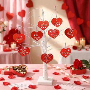 4 x 24 Pcs Blank Acrylic Heart Ornaments Mirror Valentine,Red | With Hole for Hanging, DIY Gift Tags, Name Cards Table Setting, Wedding Craft Pendants, Party Decor Versatile