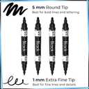 3 x 4 Black Acrylic Paint Marker Pens, Dual Fine Tip & Medium Point | Black Fabric Marker & Acrylic Pens for Wood, Rock Painting, Canvas, Plastic, Glass, Tire and Shoes - for Kids & Adults