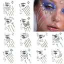 12 Sets Mermaid Face gem, face Jewels Rhinestones makeup Temporary Crystal Stickers Decorations Tattoos Fit for Parties Music Festival (Blind Box with 12 Different Color Variants)