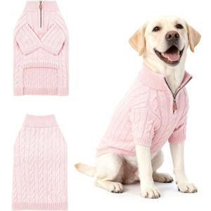 Small/Medium Dog Sweater, Warm Dog Winter Coat w/Sleeves, Comfortable High Neck Premium Dog Clothes for Labrador-Best for Holidays, Daily Walks XL Pink 