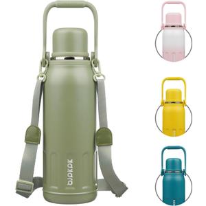 BJPKPK Insulated 50oz Thermos Water Bottle with Lid and Carry Handle Insulated Stainless Steel Water Bottles for Outdoor Sports, Army Green