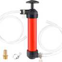 Hand Fuel Transfer Pump with Leakproof Clamps - Versatile Manual Siphon for Gasoline, Oil, Diesel, Antifreeze, Emergency Use for Car/Lawn Mower/Motorcycle/RV, Includes 3/4" NPT Brass Connector