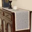 Boho Dresser Cover Top: Gray Handwoven Cotton Dresser Runner for Bedroom Furniture, Non-Slip Farmhouse Dresser Scarf and Scarves,Mashine Washable(12x48 inches)