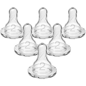 Dr. Brown’s Natural Flow Level 2 Narrow Baby Bottle Silicone Nipple, Medium Flow, 3m+, 100% Silicone Bottle Nipple, 6 Count Pack of 12