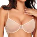 Women Sexy Bra Sheer Mesh Unlined Underwire Bra See Throuh Support Everyday Bra. 38D