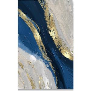 CAYBES Art Print Modern Abstract Oil Painting Orange Gold Blue Nordic Poster and Print Wall Pictures for Living Room Decor Cuadros Decorativos  24L" x 48W"