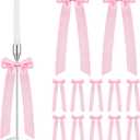 12 Pcs Pink Candlestick Bows Decor 13 Inch Large Coquette Decorations Bows for Table Self Adhesive Candle Holder Gift Wrapping Wedding Bridal Shower Bachelorette Party Centerpieces