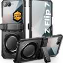 SUPCASE for Samsung Galaxy Z Flip 7 Case with Stand & Front Screen Protector (Unicorn Beetle Grip), [Support MagSafe] [Hinge Protection] Full Body Military-Grade Translucent Back Phone Cover, Black