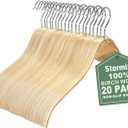 Stormix 20 Pack Wood Clothes Hangers, Slim Coat Hanger with Non-Slip Rubber Grips, Saving Space Hangers for Shirt Sweater Camisole Jacket Dress Coat