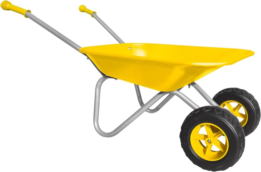 3T GROUP Kids Wheelbarrow,Children Wheelbarrow Toy,2 Wheel Toddler Gardening Tool Wheel Barrow,Sowing,Digging Sand,Sweeping Leaves,Shoveling Snow Gift Yellow(Yellow)