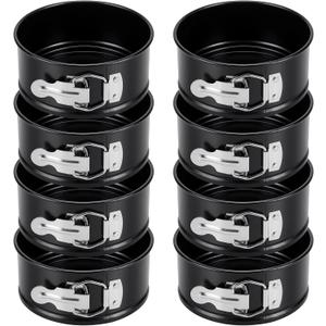 Sunnyray 4 Inch Springform Pan for Baking Mini Cheesecake Pans with Removable Bottom Nonstick Leakproof Round Cake Mold Spring Form Molds for Mini Cheesecake Pizza and Quiches(Black,8 Pcs)