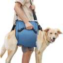 COODEO Dog Carry Sling, Emergency Backpack Pet Legs Support & Rehabilitation Dog Lift Harness for Nail Trimming, Dog Carrier for Senior Dogs Joint Injuries, Arthritis, Up and Down Stairs(2XL, Blue) (XX-Large)