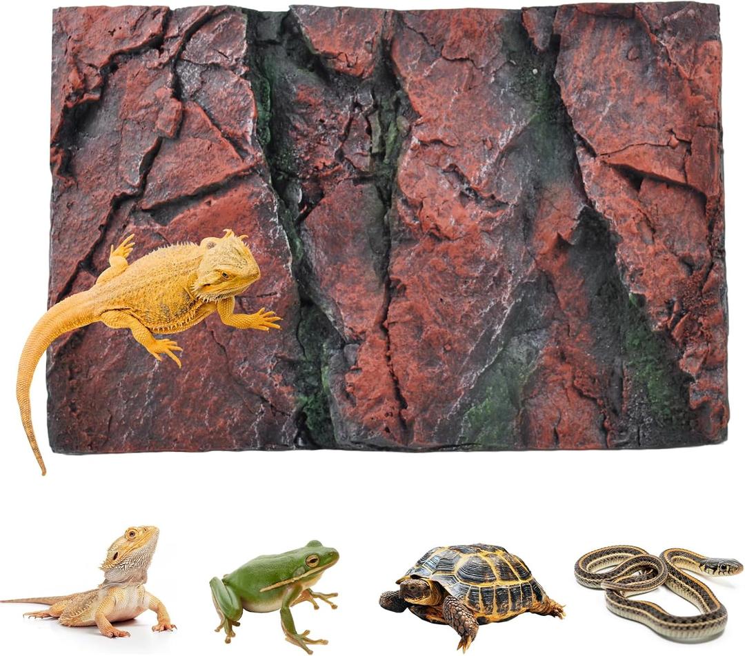 3D Tank Background Board, Reptile Wall Backdrop Aquarium Rock Terrarium Cork Background Board Décor Backgrounds Amphibian Habitat Decoration for Lizards Leopard Gecko Bearded Dragons Turtle