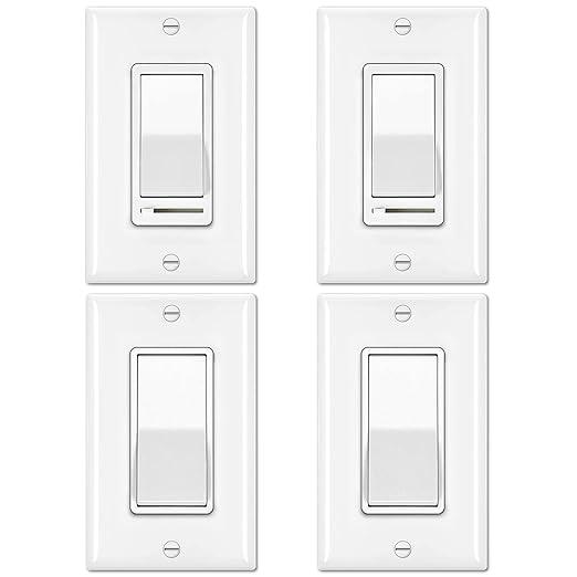 BESTTEN 2 Pack Dimmer Light Switch, Universal Lighting Control, Single Pole or 3 Way, Compatible with LED Dimmable Lamp, CFL, Incandescent, Halogen Bulb, Decorator Wallplate Included, UL Listed, White