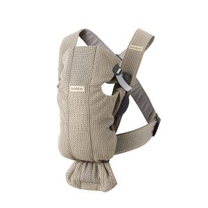 BabyBjörn Baby Carrier Mini, Gray Beige, 3D Mesh Newborn Carrier (7-25 lbs), Ergonomic, Easy-to-Use 