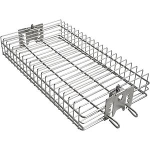 onlyfire 6042 BBQ Stainless Steel Flat Spit Rotisserie Grill Basket for Any Grill, Fits 1/2" Hexagon, 3/8" Hexagon, 3/8" Square&5/16" Square Rotisserie Spit Rods