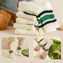 Toddler Grip Socks with Non-Slip, Unisex Baby Retro Stripe Seamless Crew Ankle Cotton Socks for Girls Boys 6 Pairs (3-5T)
