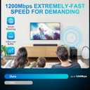 WiFi Extender Signal Booster, Dual Band 5.8GHz&2.4GHz WiFi Booster, Covers Up to 10200 Sq.ft, 1200M WiFi Repeater with One Ethernet Port, 1-Tap Setup