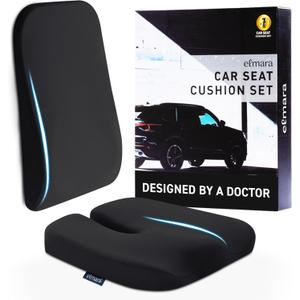 Elmara Doctor-Designed Car Seat Cushions for Driving Car Seat Back Support, Driver Seat Cushion and Back Cushion for Car, Pillow for Driving Seat The Ultimate Comfort Solution for Cars (Black)