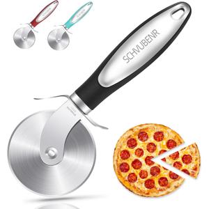 SCHVUBENR Premium Pizza Cutter - Stainless Steel Pizza Cutter Wheel - Easy to Cut and Clean - Super Sharp Pizza Slicer - Dishwasher Safe - Handles Large and Small Pizza(Black)