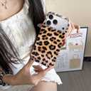 J.west Compatible with iPhone 17 Pro Max Case 6.9", Vintage Soft Sparkly Leopard Print Pearly Thinfoil Animal Design Women Girl Protective Cover Phone Case Brown Cheetah