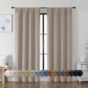 Simplebrand Ava Stone Blackout Curtains for Bedroom, 72 Inch Length, 2 Panels Set, Privacy Thermal Insulated Rod Pocket Curtains for Patio, French Door, W40 x L72 Inch