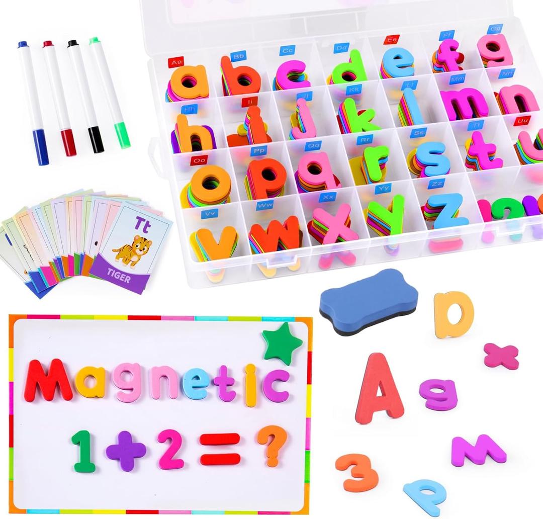 Alphabet Magnetic Letters for Classroom, Preschool Word Spelling Games Refrigerator Magnets Toys for Toddlers Kids, 237 PCS ABC Learning Educational Kit with Dry Erase Board Animals CVC Flash Cards Alphabet Magnetic Letters for Classroom, Preschool Word Spelling Games Refrigerator Magnets Toys for Toddlers Kids, 237 PCS ABC Learning Educational Kit with Dry Erase Board Animals CVC Flash Cards