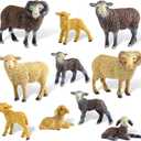 Skylety 10 Pcs Sheep Toy Merino Sheep Figures Plastic Goat Figurine Mini Farm Lamb Figure Birthday Cake Toppers Animal Toys for Christmas Birthday Party Gift Decor