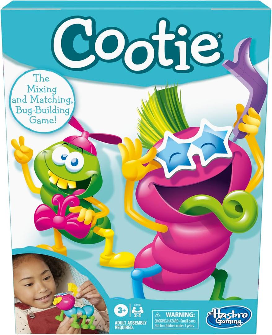 Hasbro Gaming Cootie Mixing and Matching Bug-Building Game | 2-4 Players | Easy Preschool Board Games | Easter Basket Gifts for Boys and Girls| Ages 3+