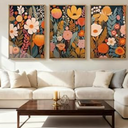 IARTTOP Large Floral Framed Canvas Wall Art 16x24 Inch Orange Abstract Blossom Flowers Wall Decor Set of 3 Mid-century Modern Boho Botanical Art Prints for Living Room Bedroom Office